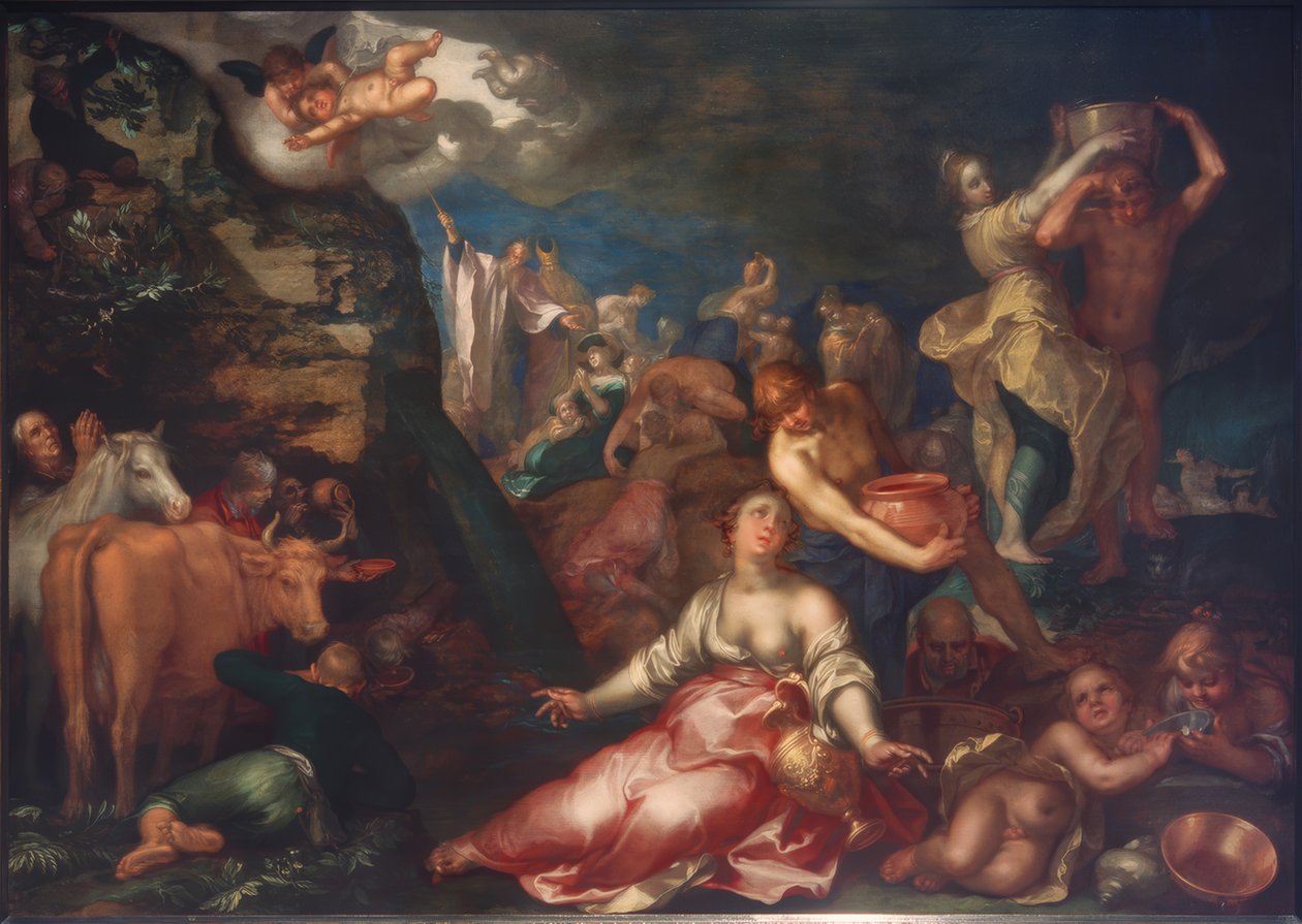 Mózes vizet ver ki a sziklából alkotó: Abraham Bloemaert
