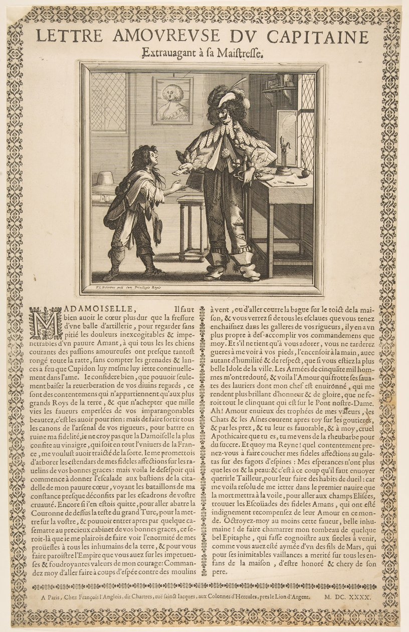 Kapitány szerelmes levele, kb. 1636. alkotó: Abraham Bosse