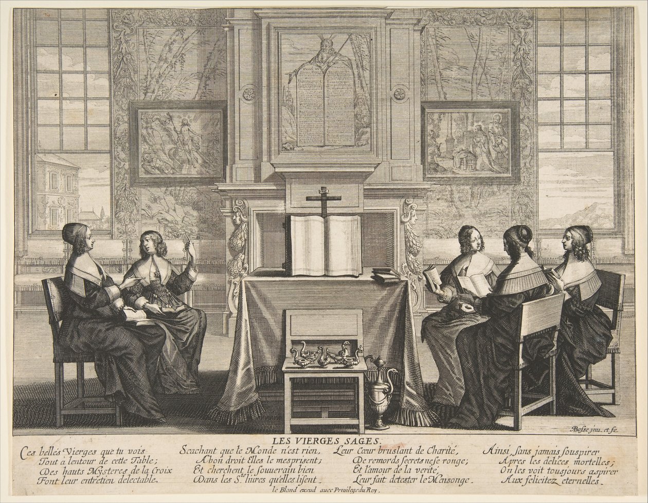 A bölcs szüzek beszélgetnek, kb. 1635. alkotó: Abraham Bosse