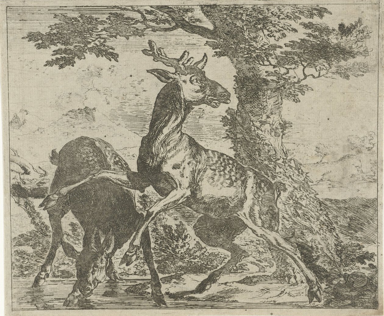 megdöbbentő szarvas Különböző állatok (sorozat címe) alkotó: Abraham Danielsz. Hondius