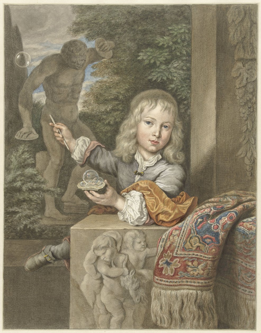 Buborékfújó fiú alkotó: Abraham Delfos
