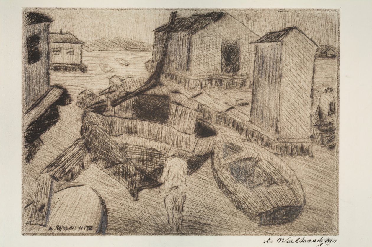 Utcai jelenet, épület vagy portré, 1900. alkotó: Abraham Walkowitz