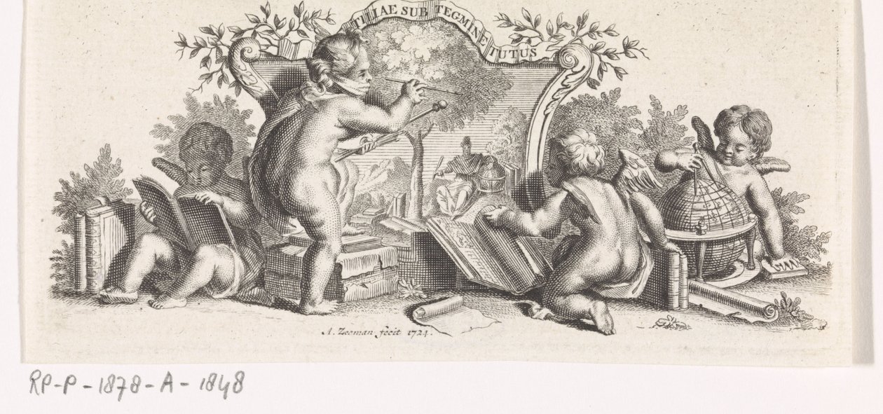 Négy putti tanul és fest alkotó: Abraham Zeeman