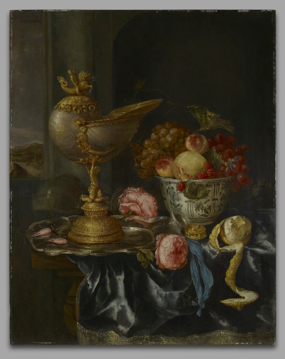 Bankett csendélet Nautilus kupával alkotó: Abraham van Beyeren