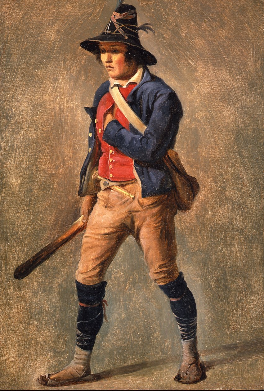 Egy olasz tanulmánypár egyike, 1820 (olaj, papír, vászonra fektetve) alkotó: Achille Etna Michallon