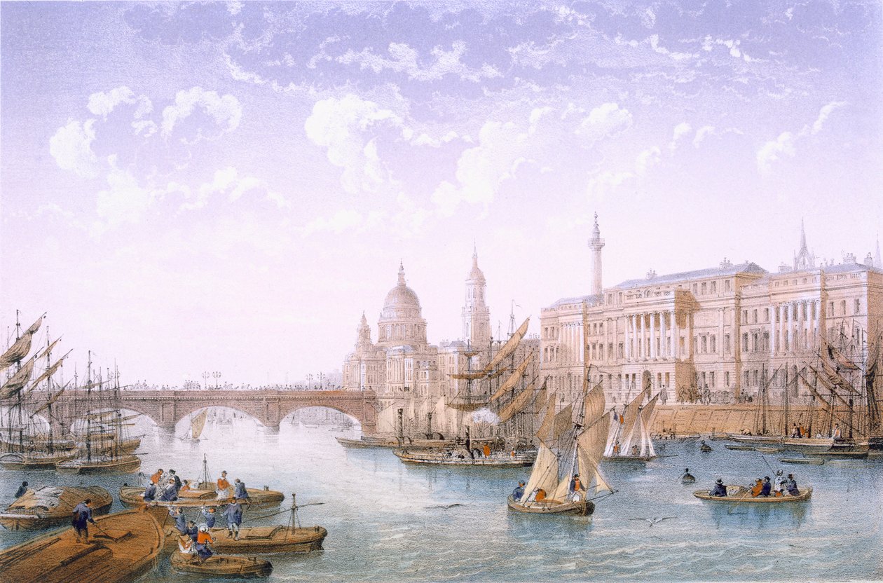 Vámház és London Bridge, 1862. alkotó: Achille Louis Martinet
