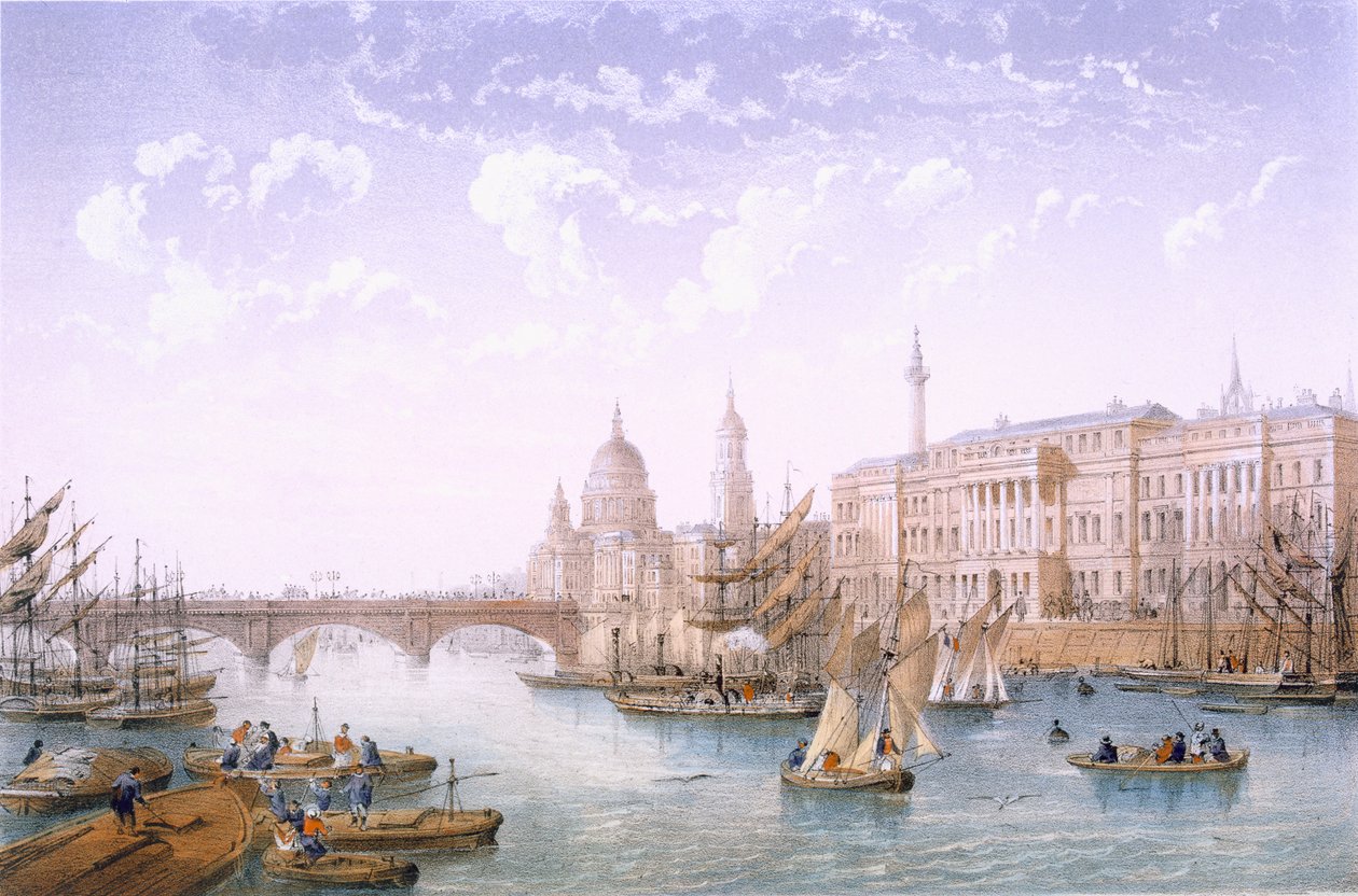 Vámház és London Bridge, 1862 alkotó: Achille Louis Martinet