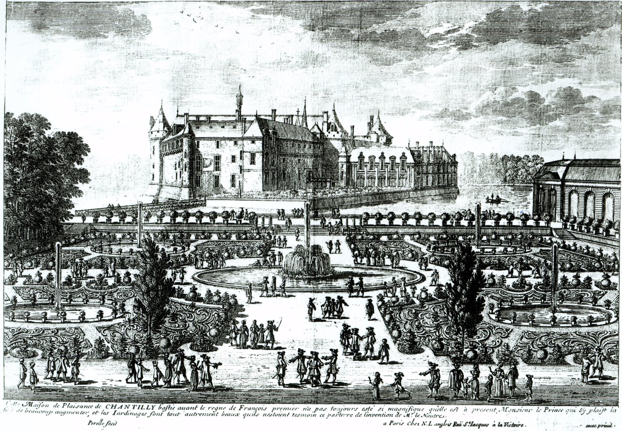 A Chateau de Chantilly és az Andre le Notre (1613-1700) által tervezett kertek alkotó: Adam Perelle