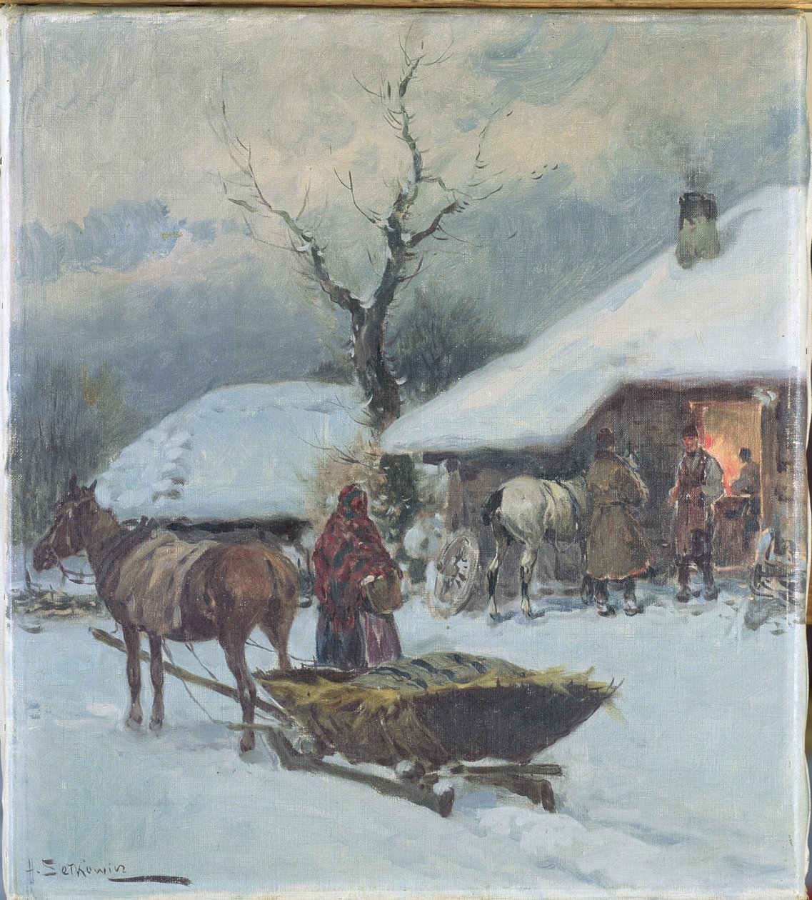 Szánok egy ház előtt, 1930 alkotó: Adam Setkowicz