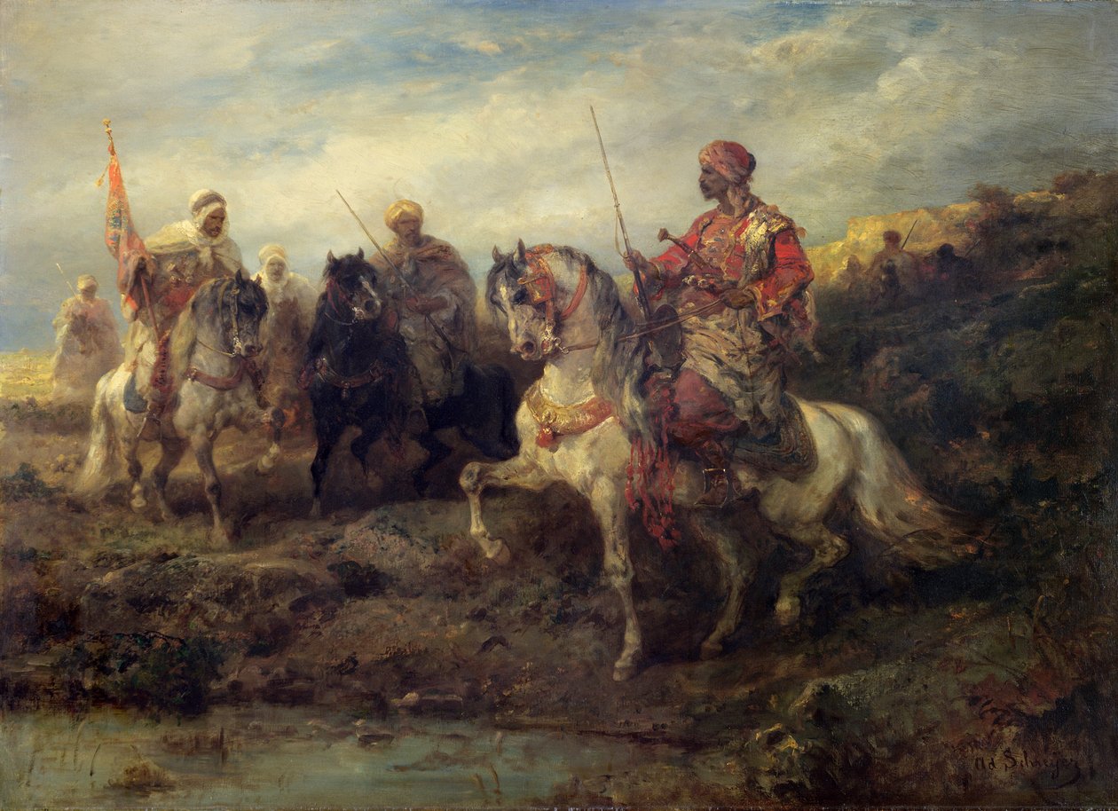 Arab harcosok lóháton alkotó: Adolf Schreyer