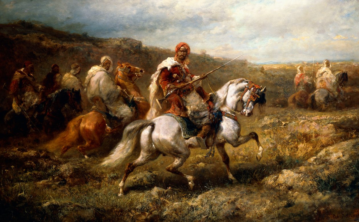 Beduinok az úton, alkotó: Adolf Schreyer