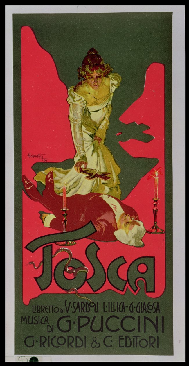 Tosca, előadást hirdető plakát alkotó: Adolfo Hohenstein