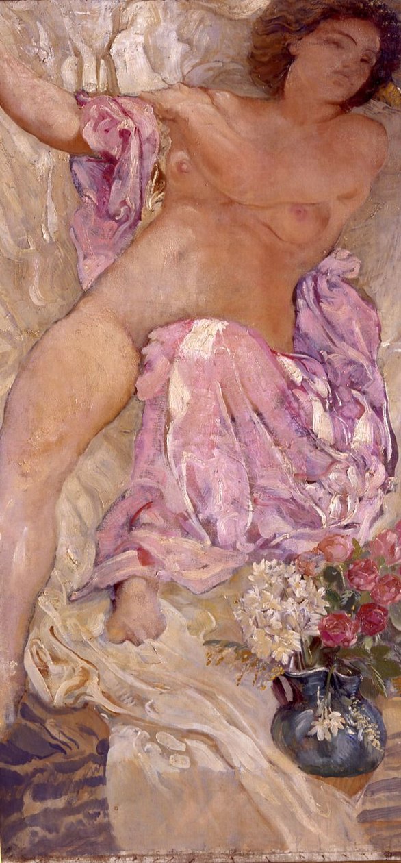 Akt virágokkal, 1910. alkotó: Adolfo de Carolis