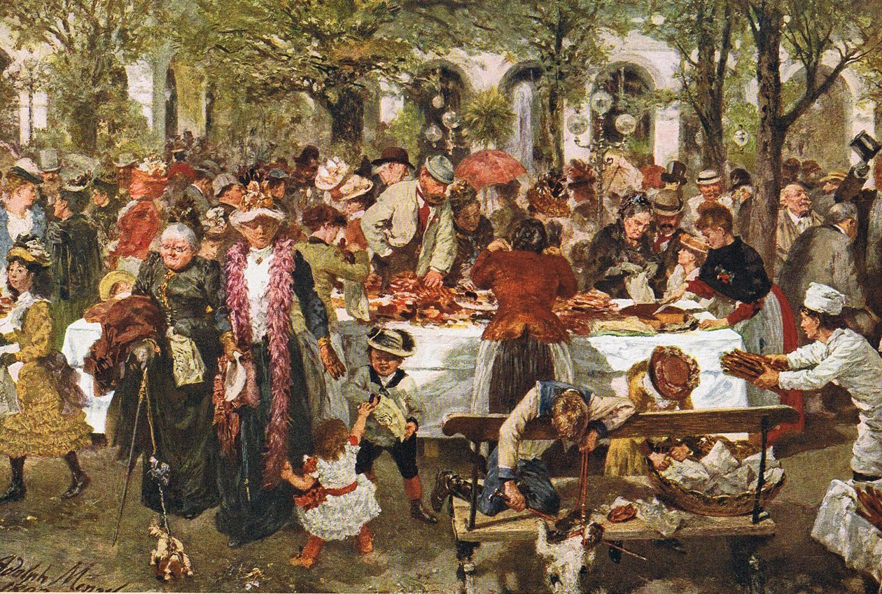 Finom pékség Kissingen fürdőkertjében alkotó: Adolph Menzel