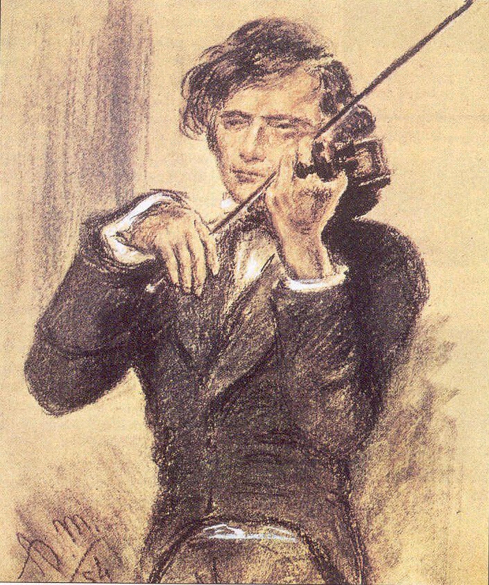 Joseph Joachim krétarajza alkotó: Adolph Menzel
