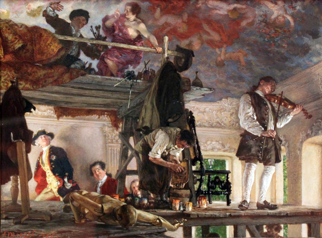 Friedrich koronaherceg meglátogatja Pesne festőművészt alkotó: Adolph Menzel