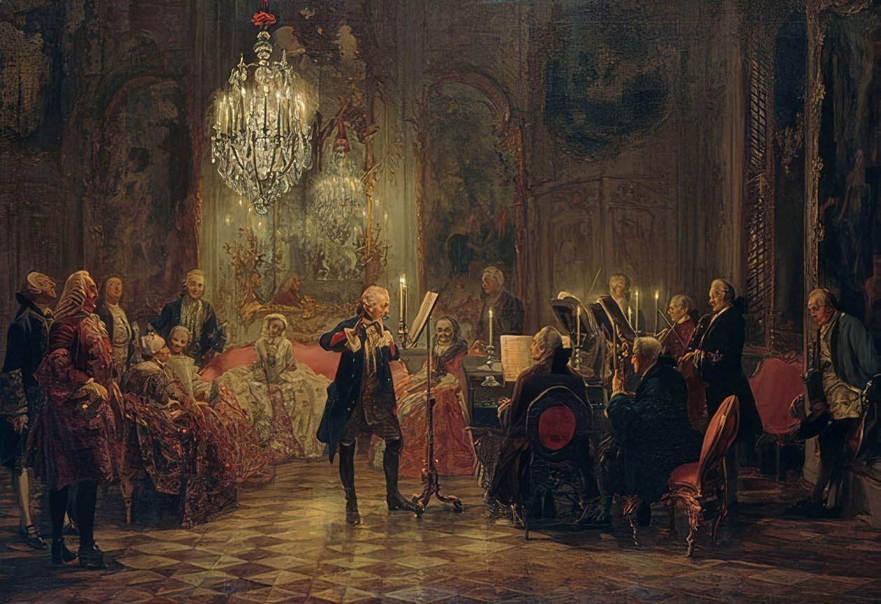 Nagy Frigyes fuvolakoncertje Sanssouciban alkotó: Adolph Menzel