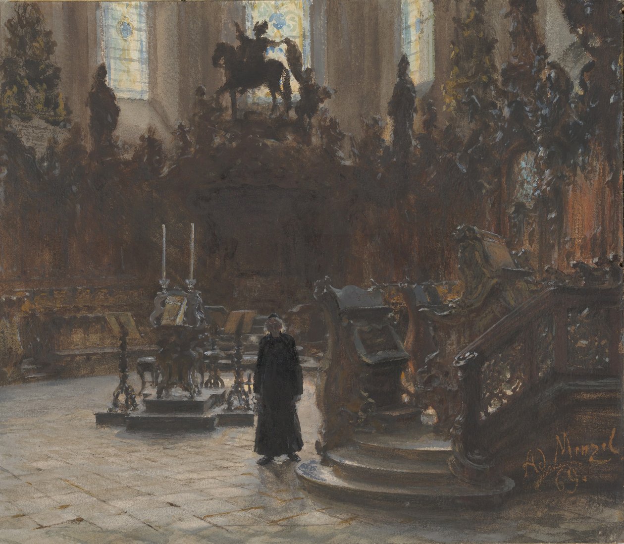 A mainzi katedrális kórusai, 1869. alkotó: Adolph Menzel
