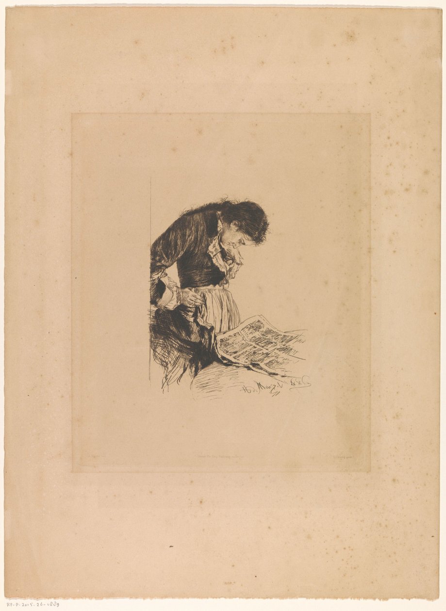 A nő újságot olvas alkotó: Adolph Menzel