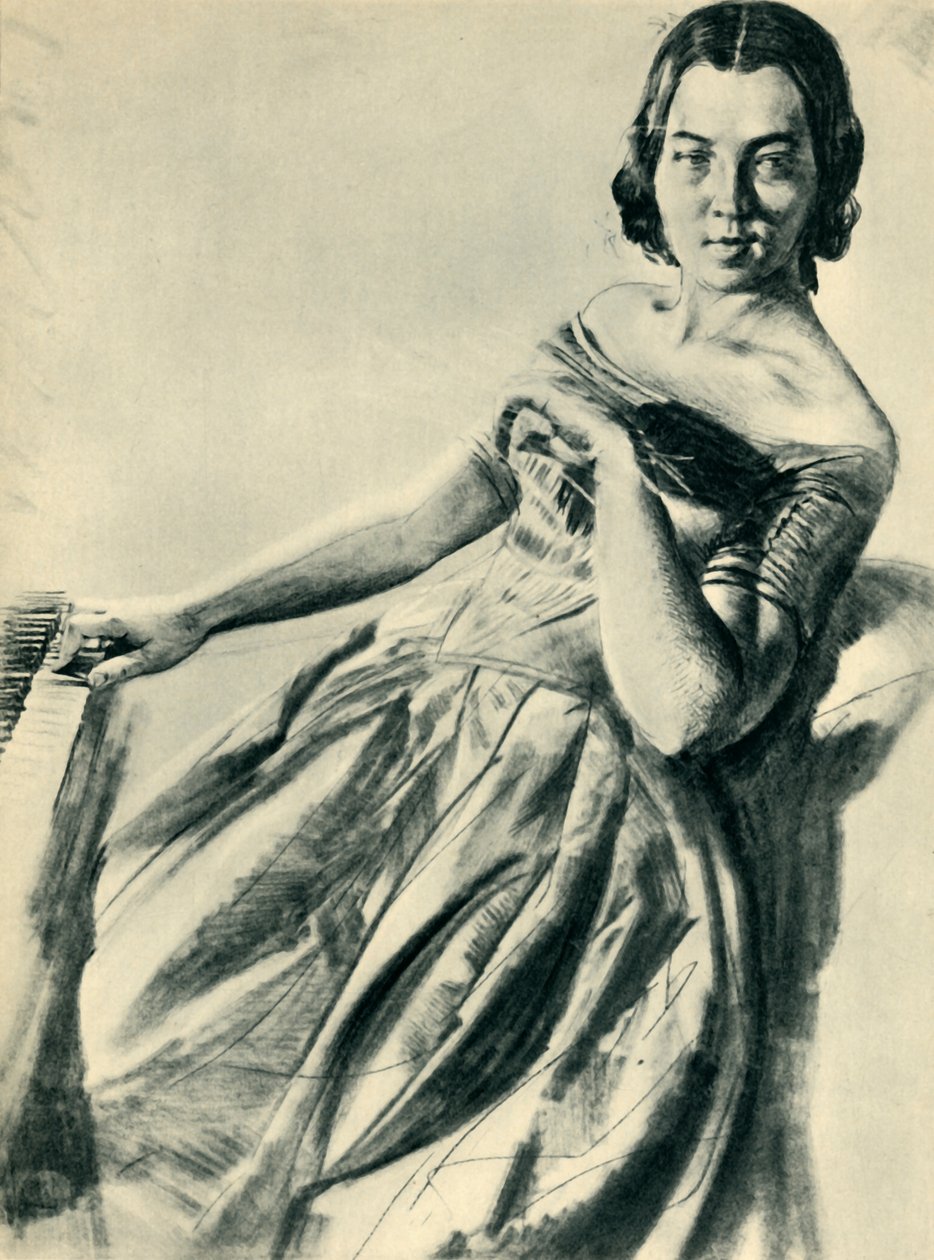 Nő a zongoránál, 1846, 1943. alkotó: Adolph Menzel
