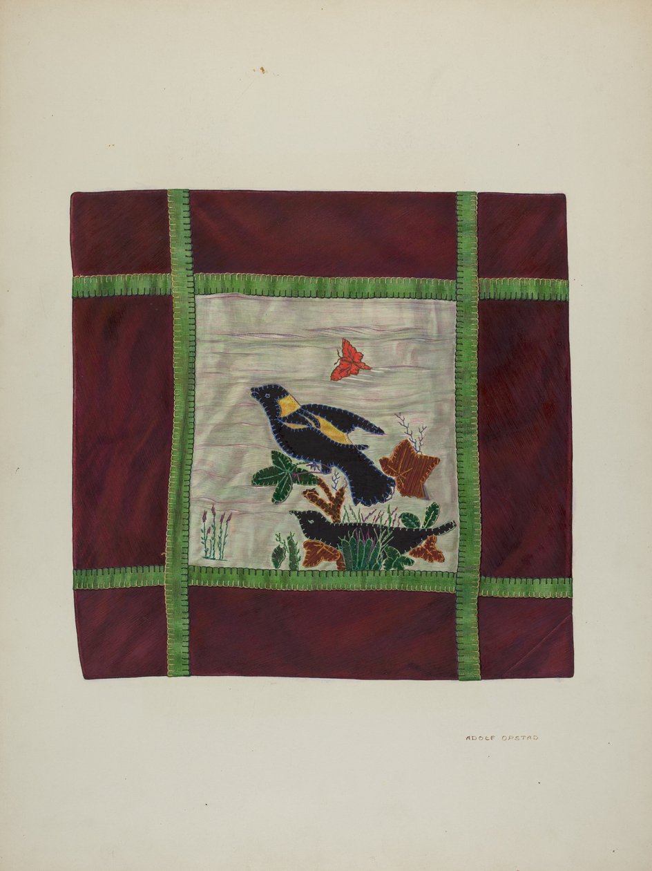 Applikált takarórészlet, 1941. alkotó: Adolph Opstad