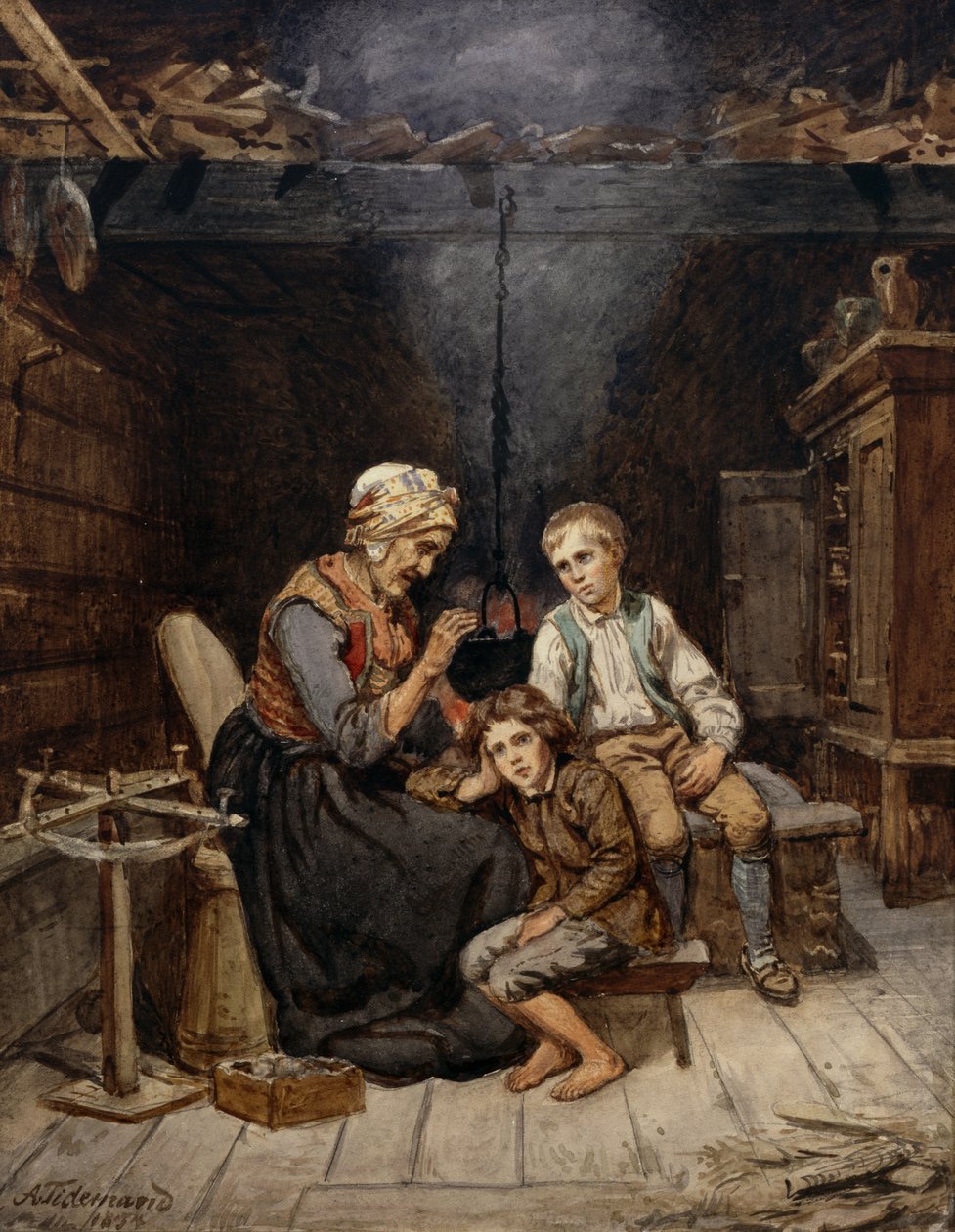 Nagymama mesél egy mesét alkotó: Adolph Tidemand