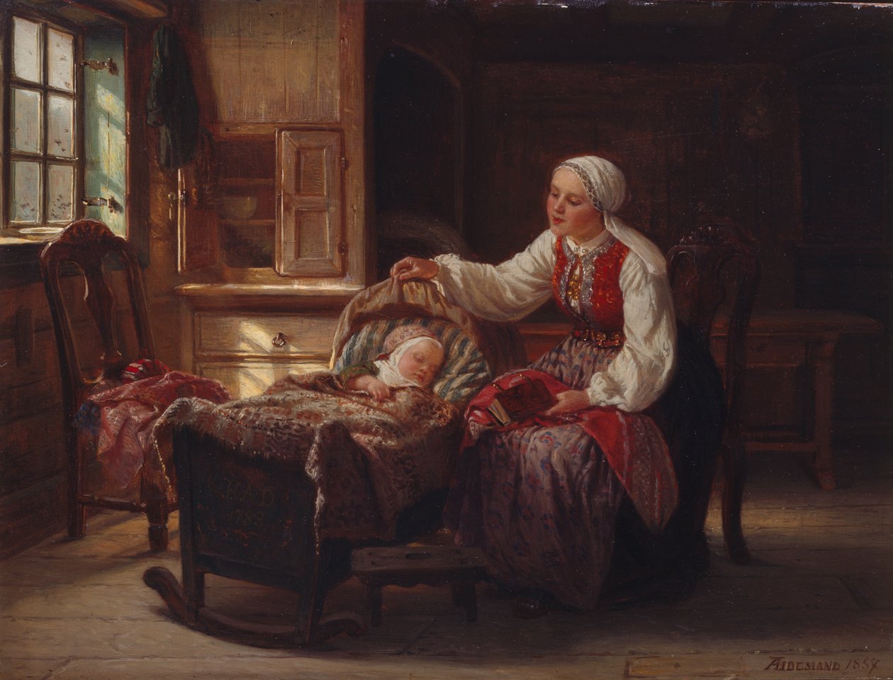 Anya gyermekével alkotó: Adolph Tidemand