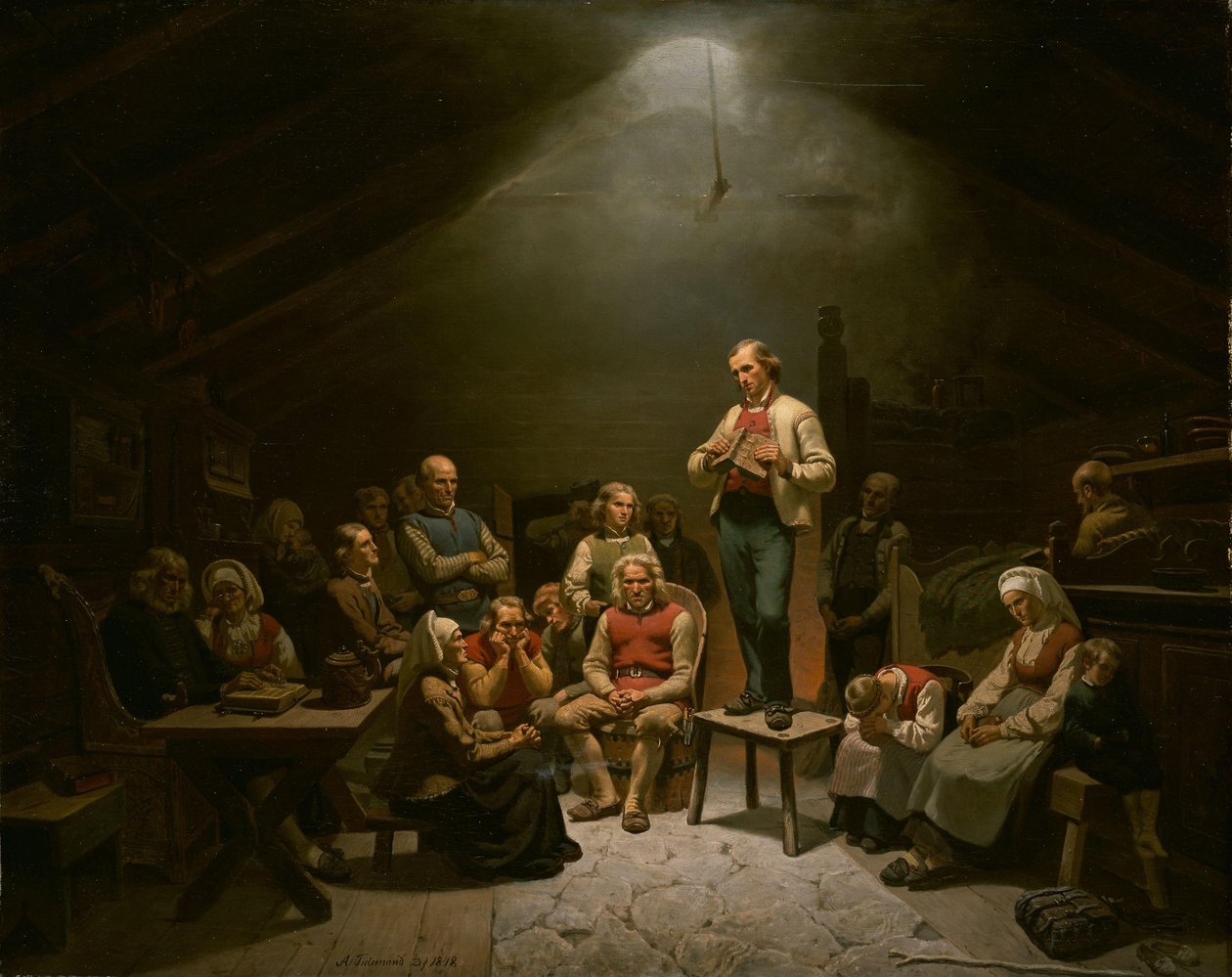 Norvég:  Haugianerne Alacsony egyházi áhítat alkotó: Adolph Tidemand