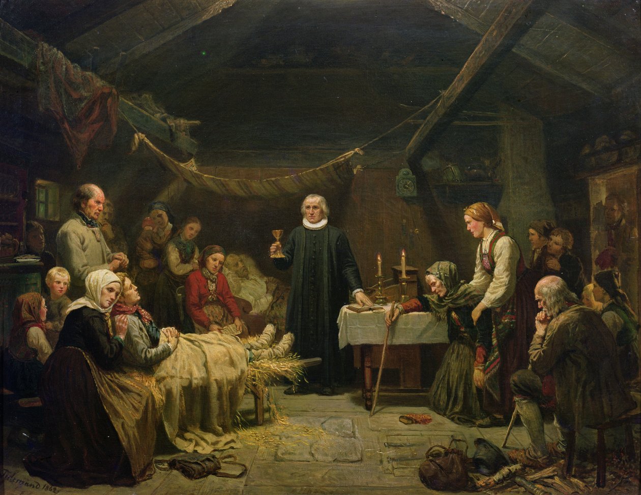A Beteg Medvevadász. Az utolsó szentség alkotó: Adolph Tidemand