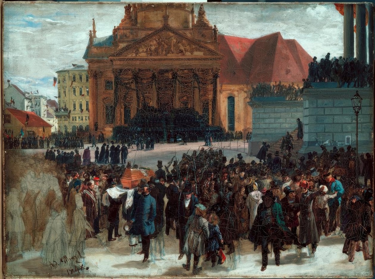 A márciusban elhunytak fektetése alkotó: Adolph Menzel