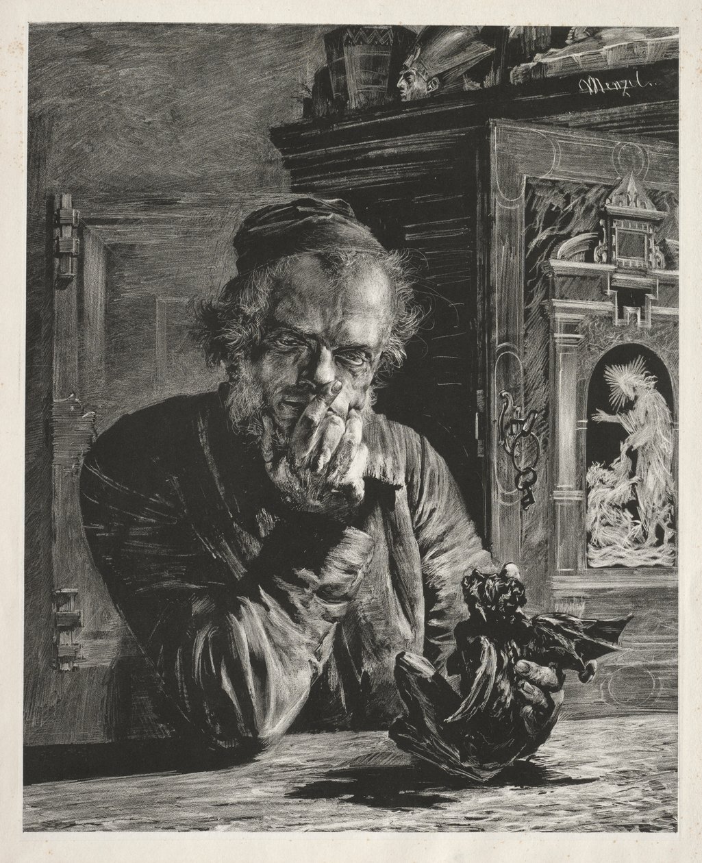 Az Antikvárium – Önarckép alkotó: Adolph Menzel