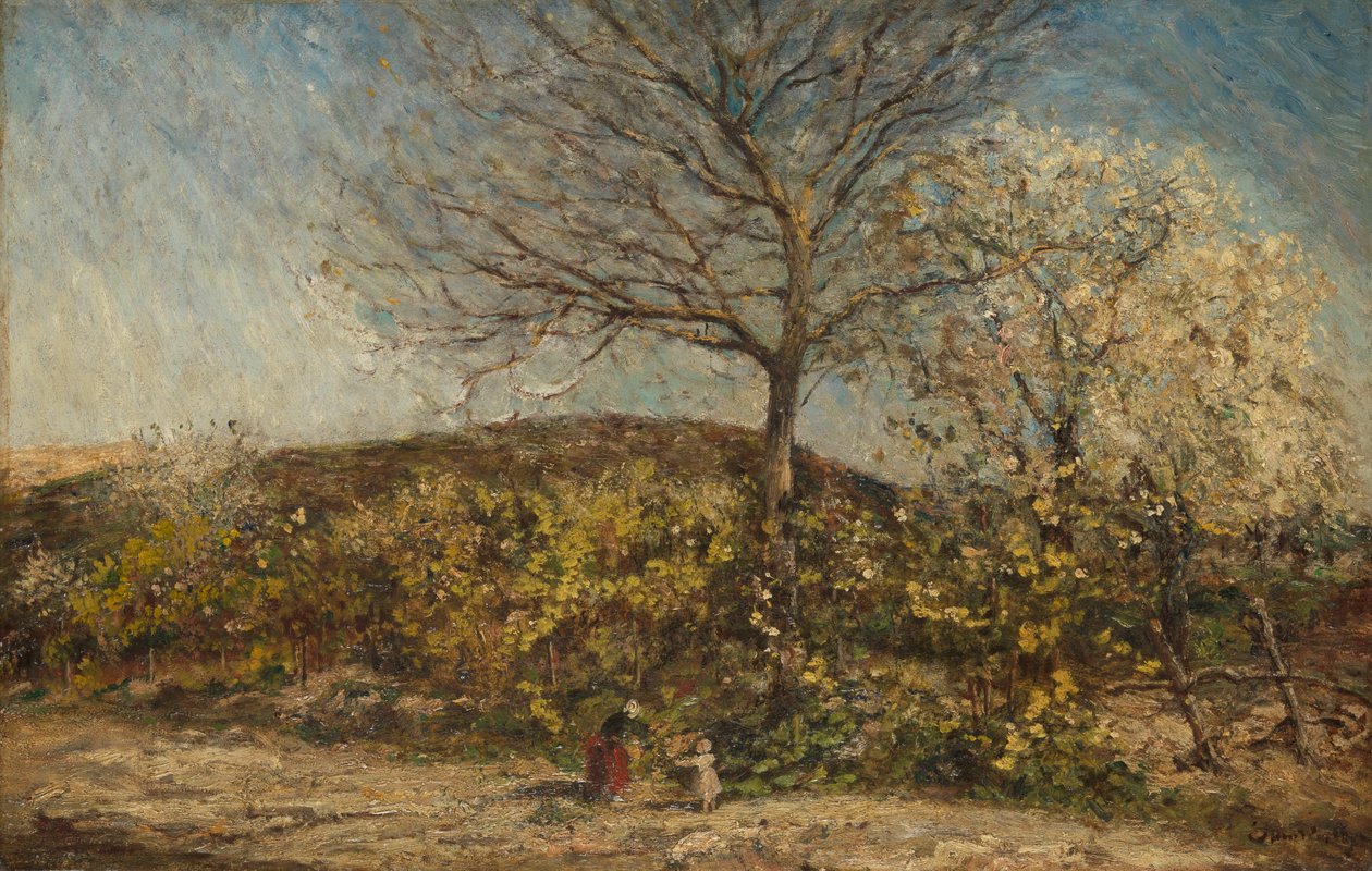 Táj virágzó gyümölcsössel alkotó: Adolphe Joseph Thomas Monticelli