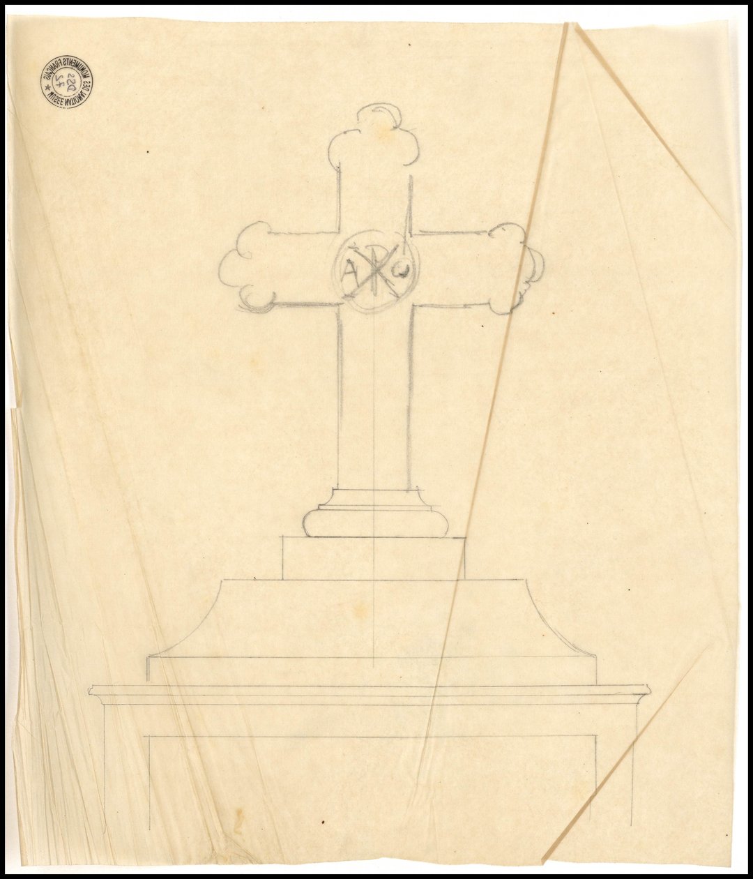 Vázlat a Karakehia család sírjáról a párizsi Père Lachaise temetőben alkotó: Adolphe Victor Geoffroy Dechaume