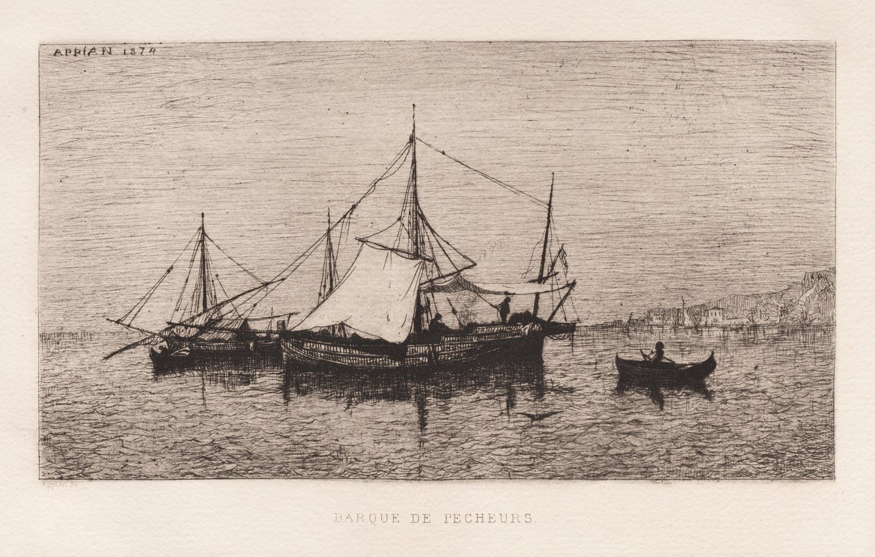 Fishing BoatCoastal Shipping Boat Italian Coast..., 1874. alkotó: Adolphe Appian