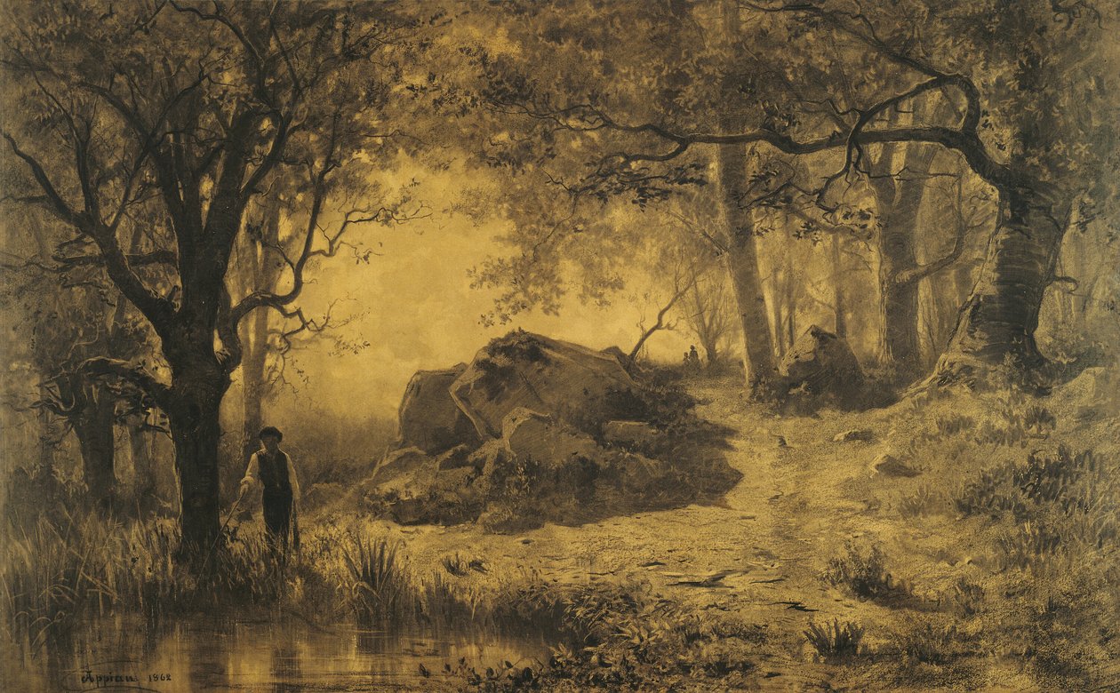 Tó az erdő szélén alkotó: Adolphe Appian