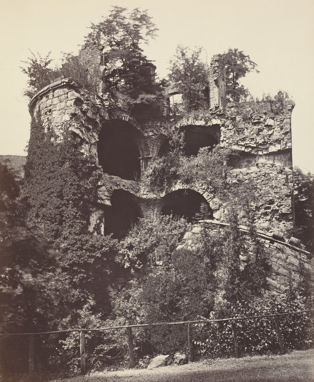 A felrobbantott torony, Heidelbergi kastély,c. 1865 (fotó) alkotó: Adolphe Braun