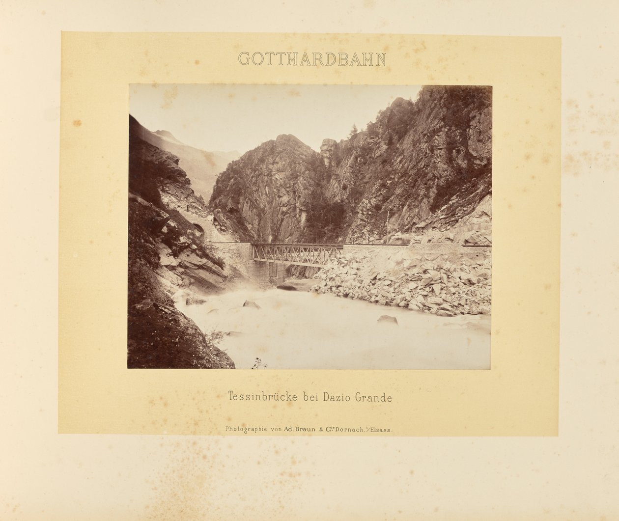 Gotthard vasút: Ticino híd Dazio Grande közelében alkotó: Adolphe Braun and Cie