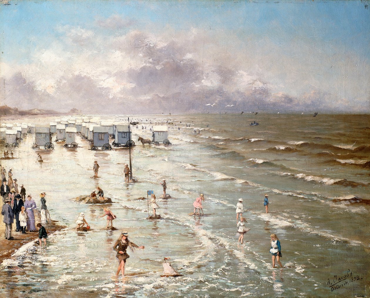 Az ostendei tengerpart, 1892 alkotó: Adolphe Jacobs
