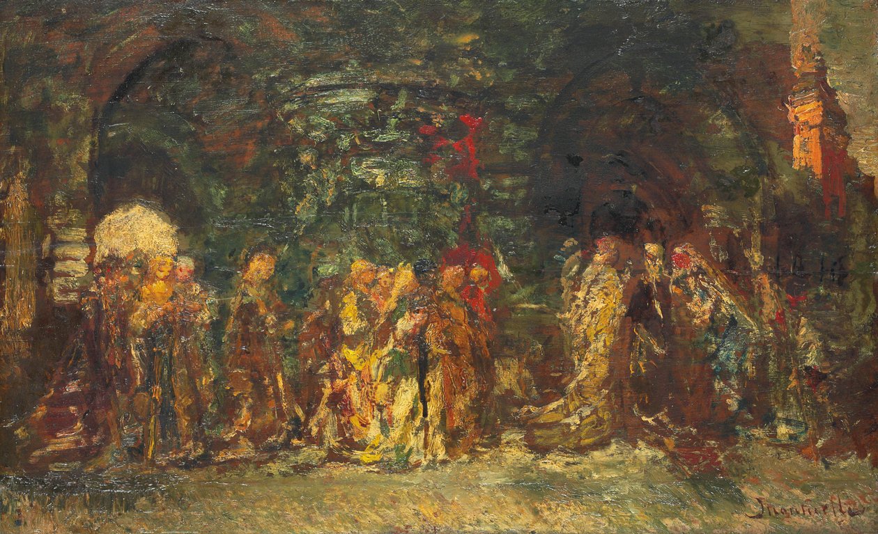 Egy körmenet, 1880 körül alkotó: Adolphe Joseph Thomas Monticelli