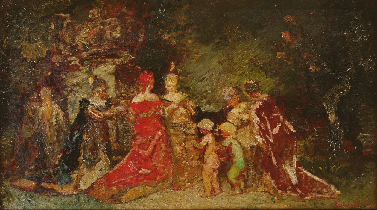 Gyülekező egy parkban alkotó: Adolphe Joseph Thomas Monticelli