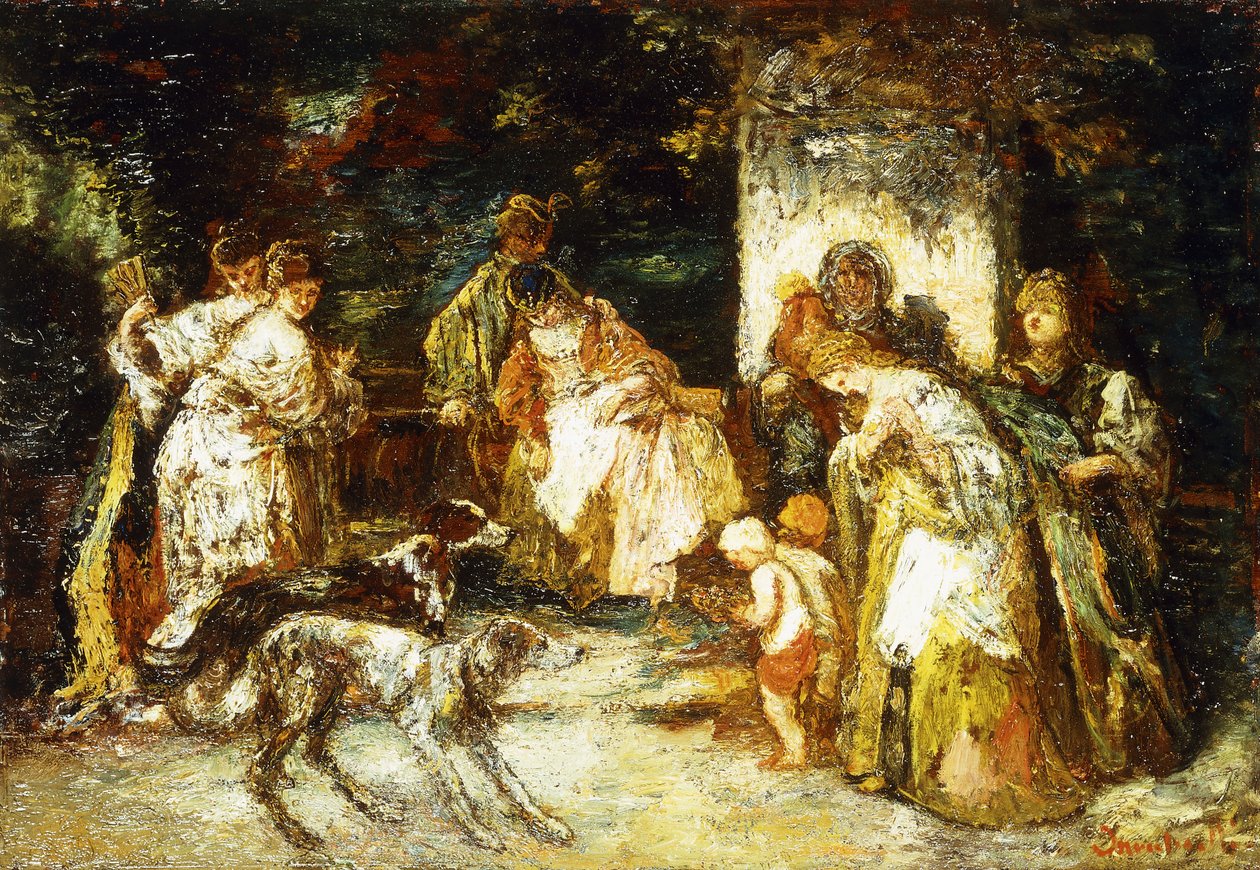 A felajánlás, 1875 körül alkotó: Adolphe Joseph Thomas Monticelli