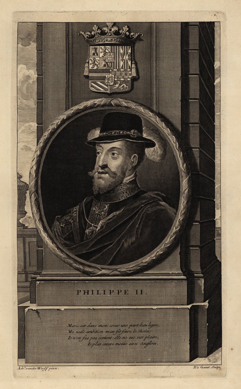II. Fülöp (1527-1598) (metszet) alkotó: Adriaan van der (after) Werff