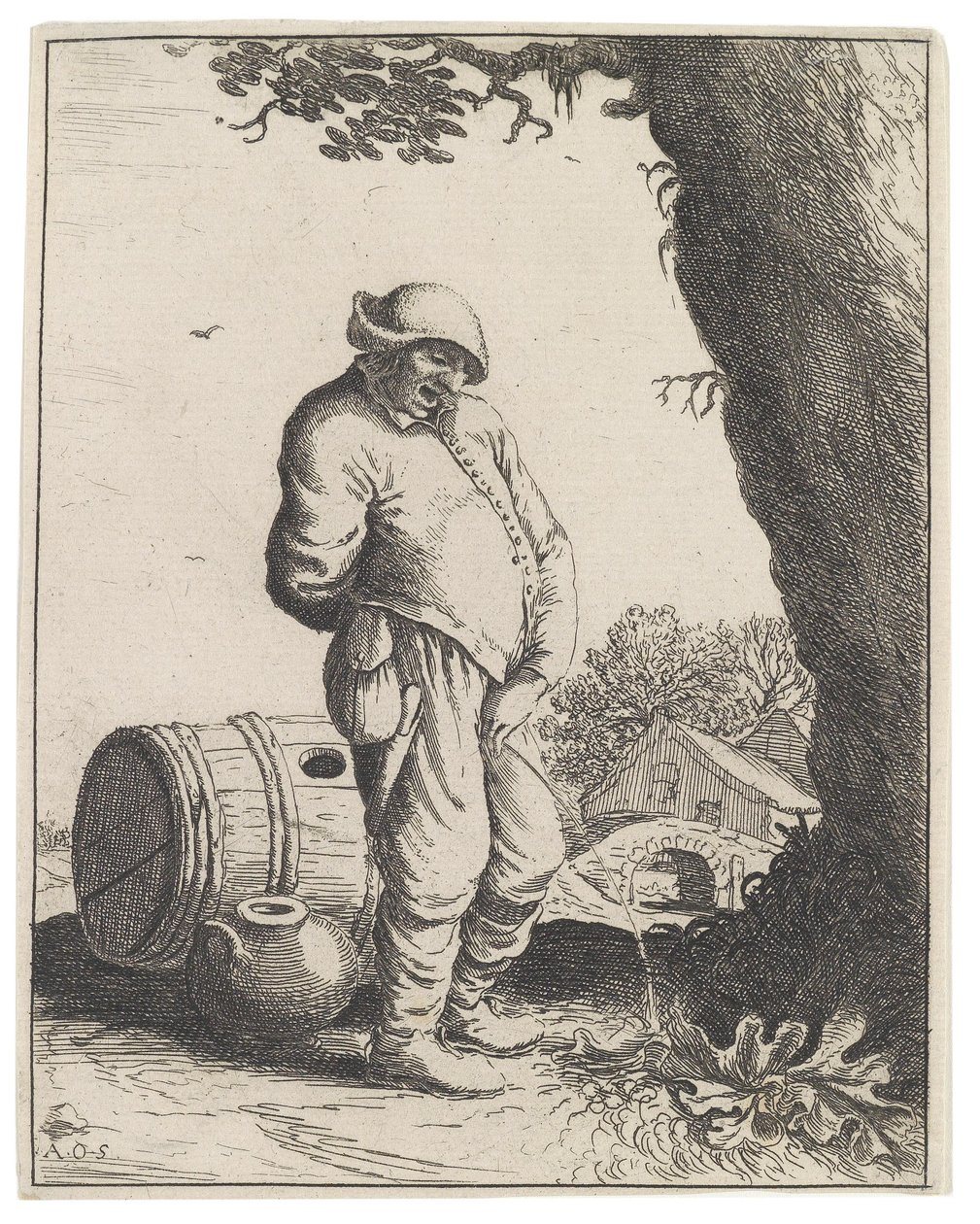 A pisilő gazda alkotó: Adriaen Jansz. van Ostade