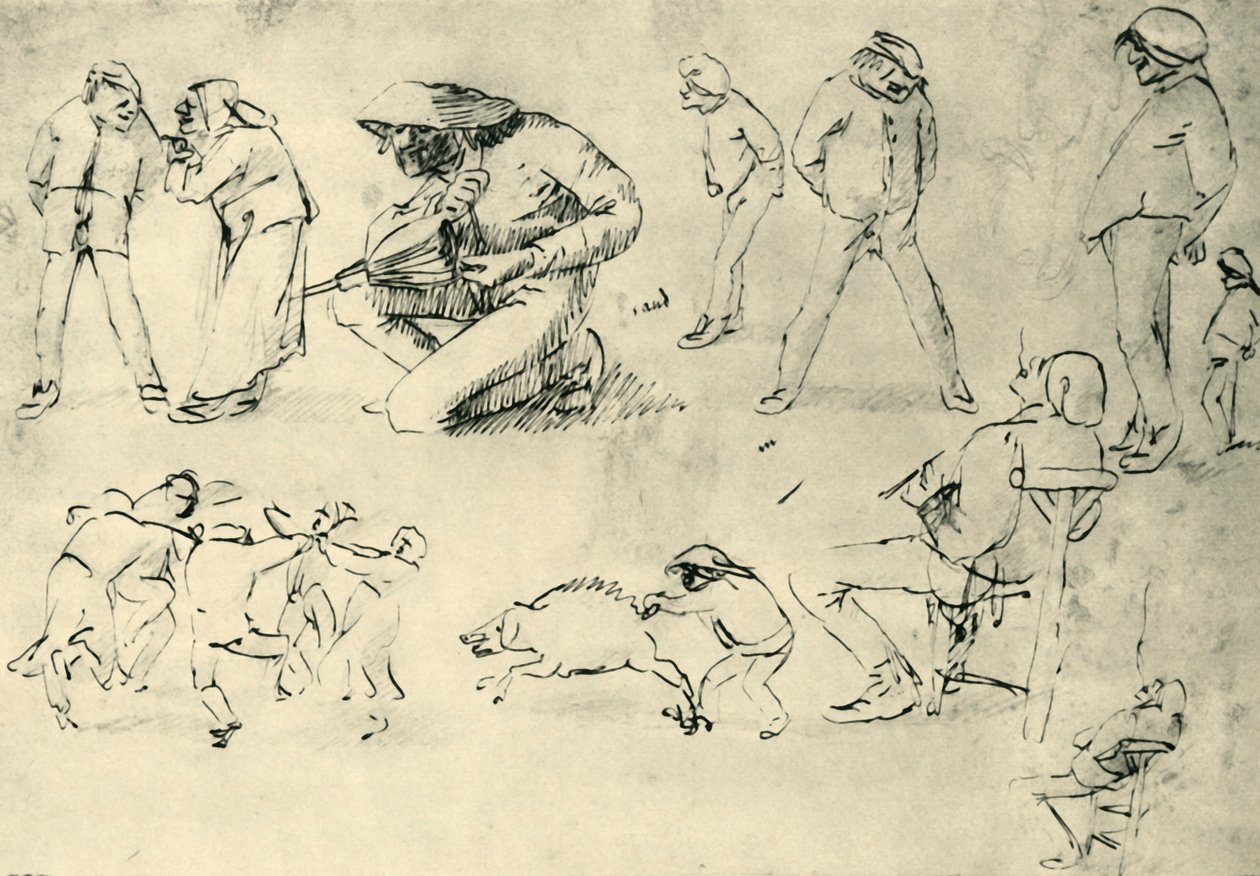 Alaktanulmányok, 17. század eleje, 1943. alkotó: Adriaen Brouwer