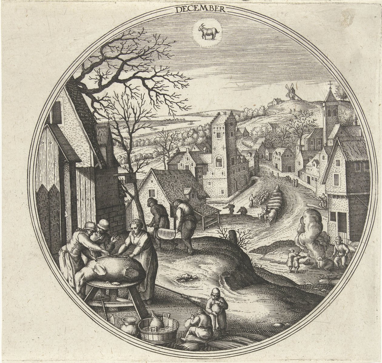 december A tizenkét hónap (sorozat címe) alkotó: Adriaen Collaert