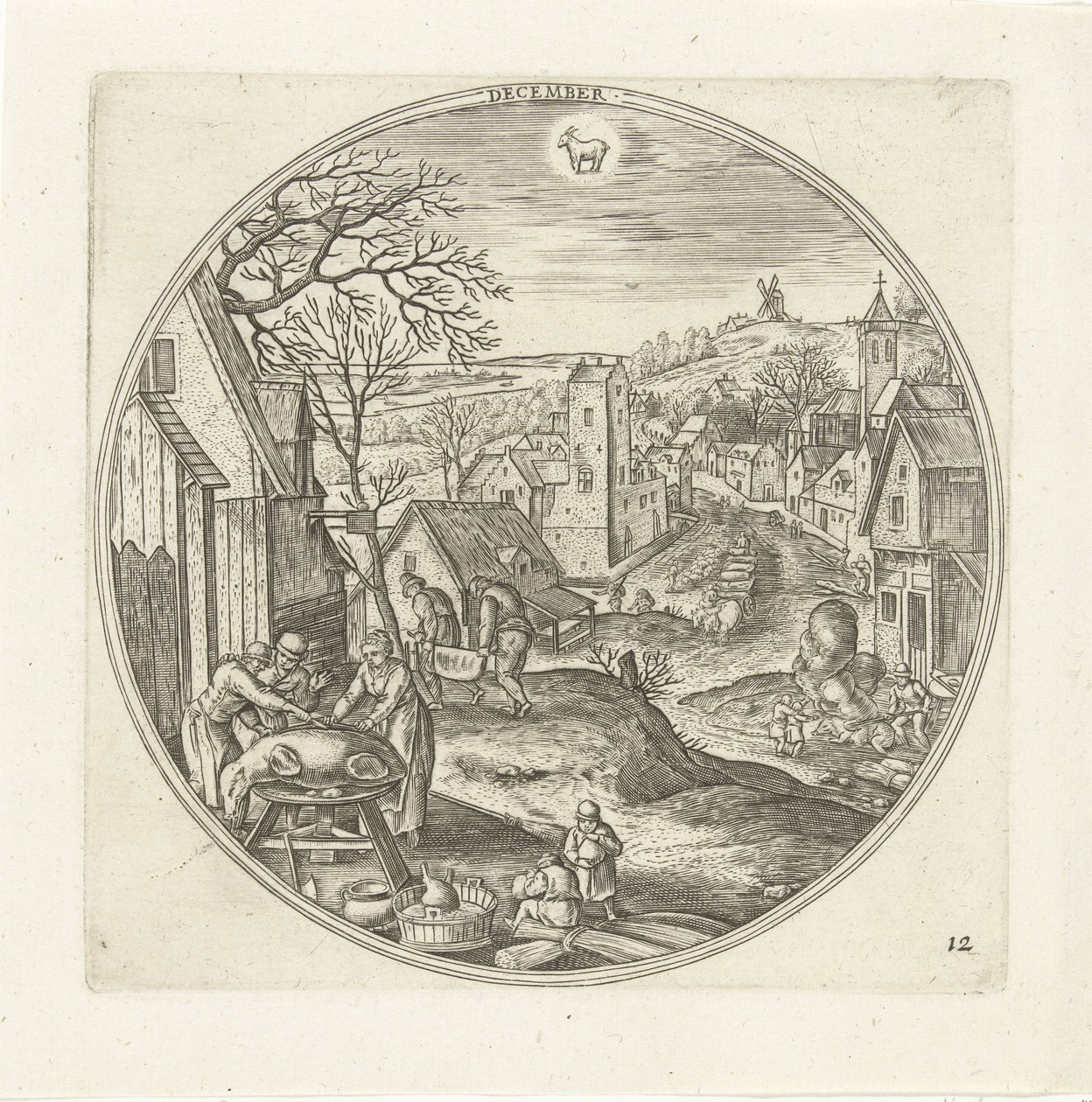 december A tizenkét hónap (sorozat címe) alkotó: Adriaen Collaert