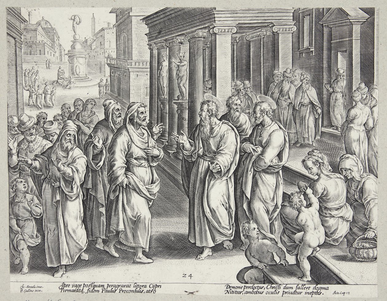 Elymas megvakítása alkotó: Adriaen Collaert