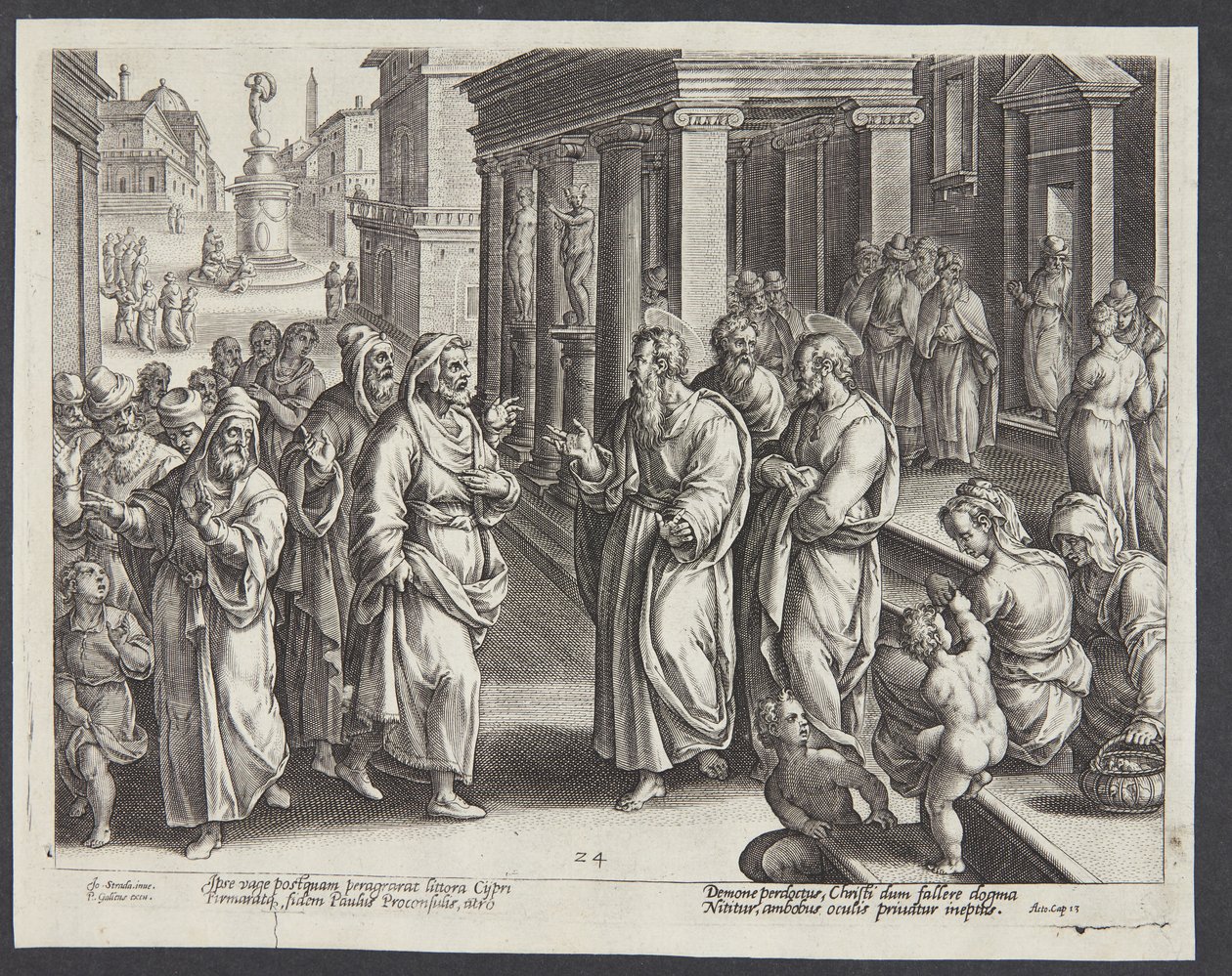 Elymas megvakítása alkotó: Adriaen Collaert