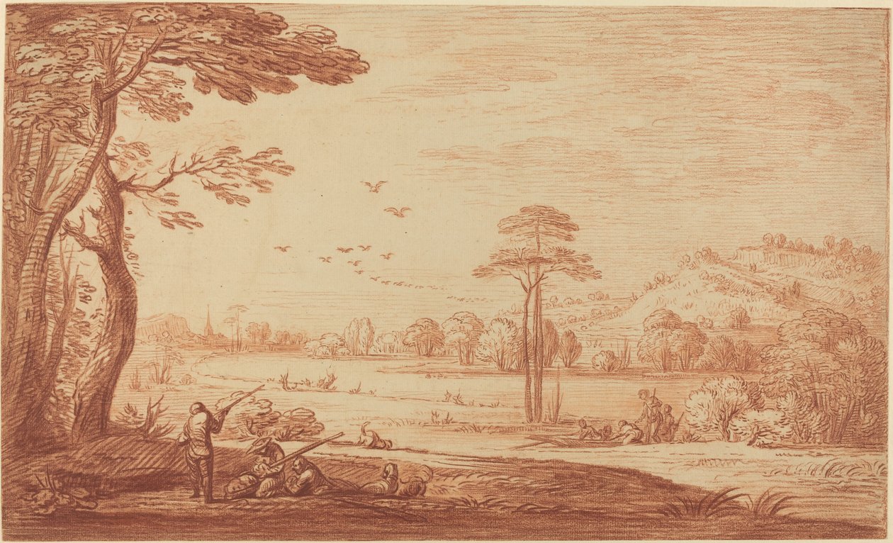 Vadászok pihennek a folyón alkotó: Adriaen Frans Boudewyns