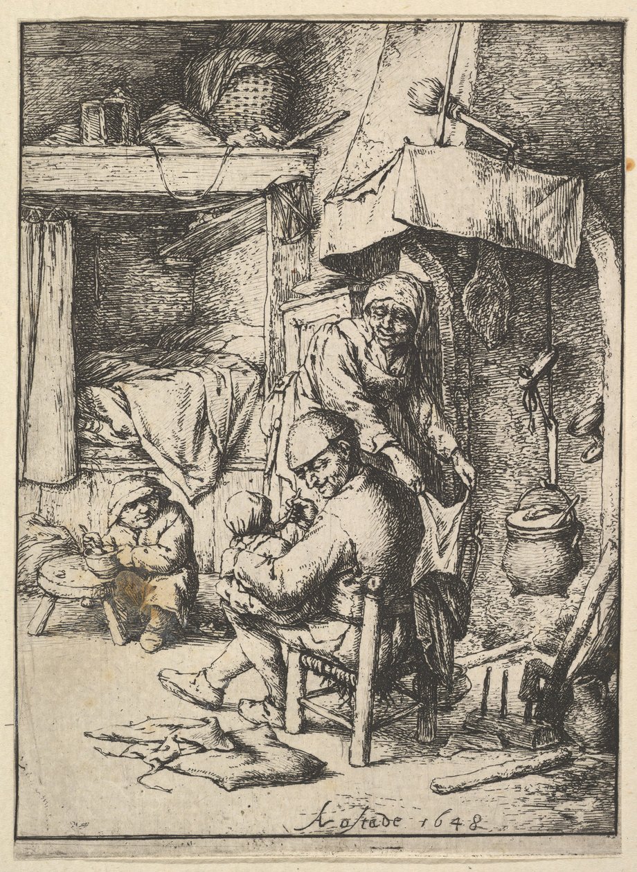 Apa táplálja gyermekét, 1610-85. alkotó: Adriaen Jansz. van Ostade